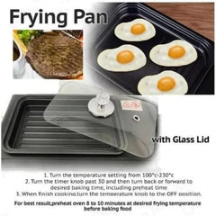 3 in 1 Breakfast Maker with Glass Lid Versatile Toasters with Frying Pan Mini Oven Includes Coffee Maker for Sandwich Kitchen