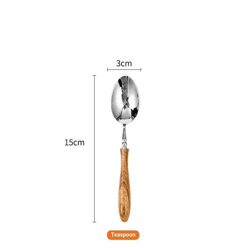 High-end Wooden Handle Tableware Set,304 Stainless Steel Metal Head, Easy to Clean,Steak Cutlery set