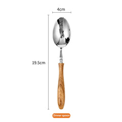 High-end Wooden Handle Tableware Set,304 Stainless Steel Metal Head, Easy to Clean,Steak Cutlery set