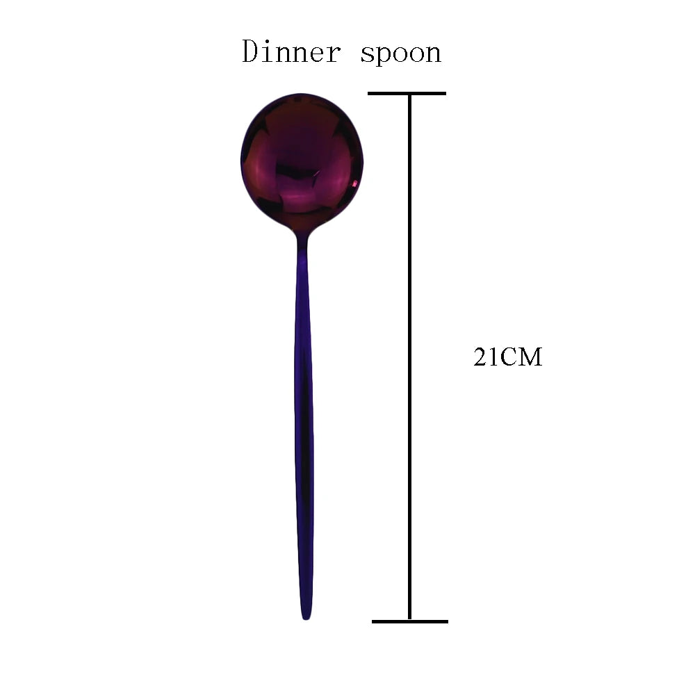 Shiny Purple Dinnerware Set Western Tableware Set 18/10 Stainless Steel Fork Knife Spoon Cutlery Set Home Party Silverware Set