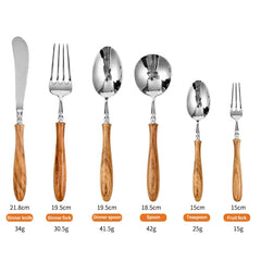 High-end Wooden Handle Tableware Set,304 Stainless Steel Metal Head, Easy to Clean,Steak Cutlery set
