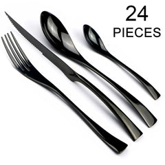 24Pcs/Set Stainless Steel Dinnerware Flatware Set Dinner Spoon Fork Knife Cutlery Set Tableware Set Service For 4 or 6
