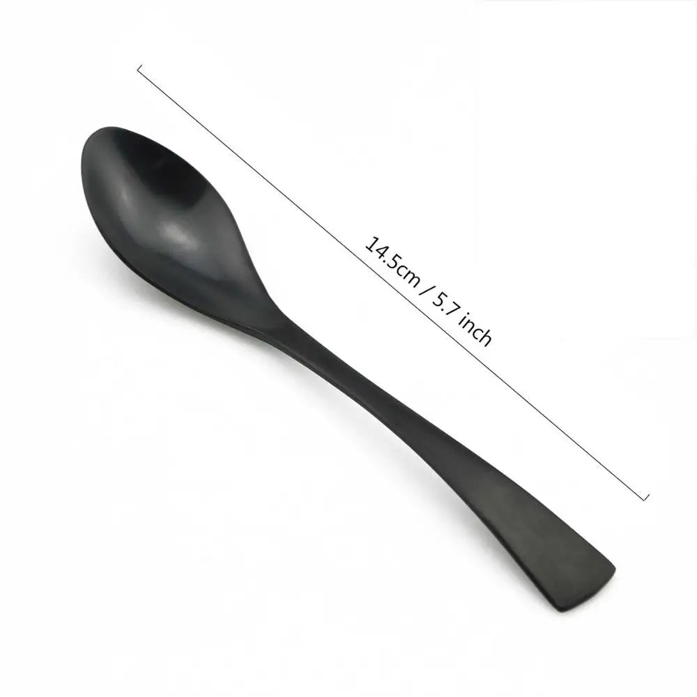 1-Pieces Matte Black Dinnerware Set Stainless Steel Flatware Cutlery Set Kitchen Accessories Tableware Set Dinner Scoop Fork set