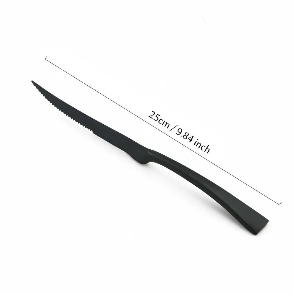 1-Pieces Matte Black Dinnerware Set Stainless Steel Flatware Cutlery Set Kitchen Accessories Tableware Set Dinner Scoop Fork set