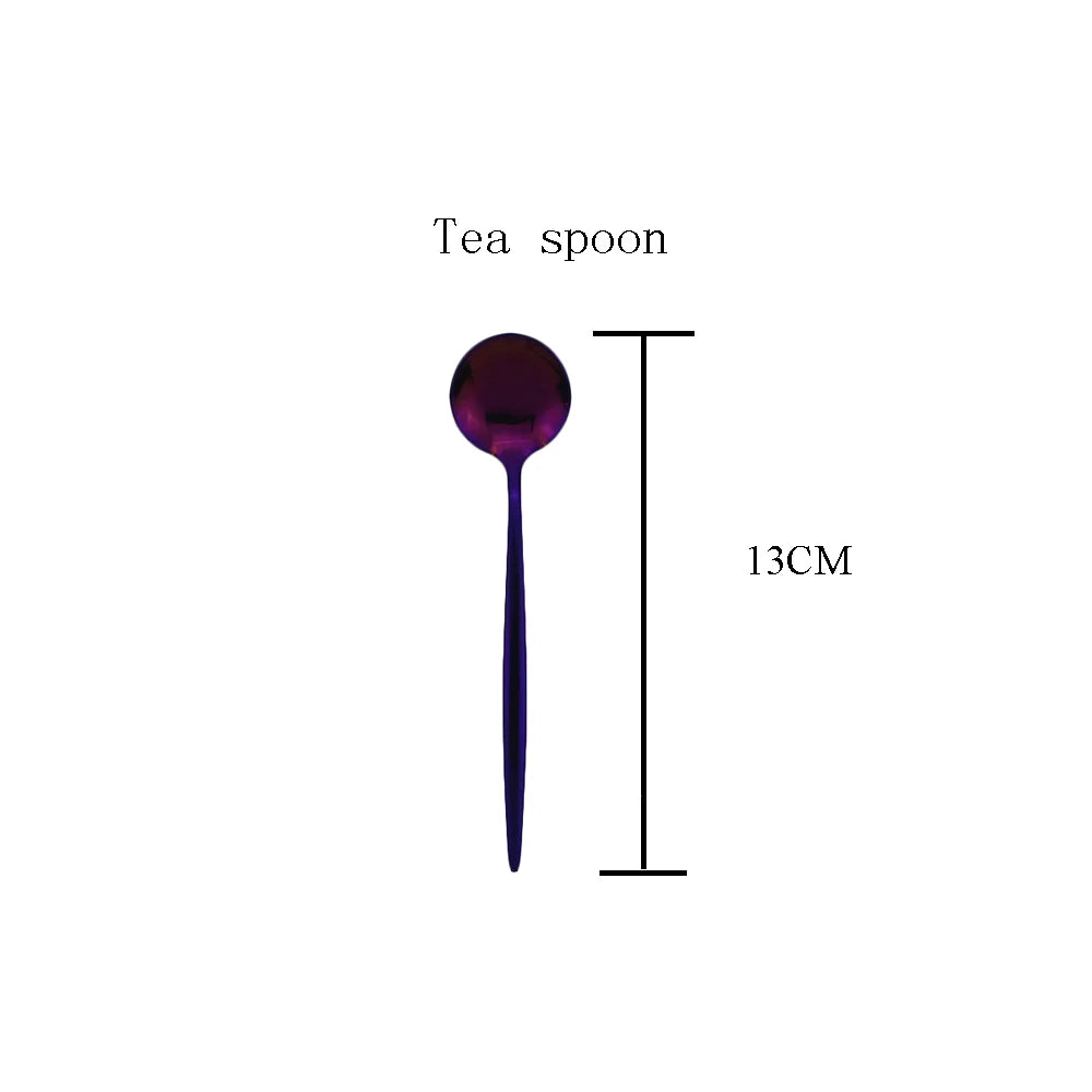 Shiny Purple Dinnerware Set Western Tableware Set 18/10 Stainless Steel Fork Knife Spoon Cutlery Set Home Party Silverware Set