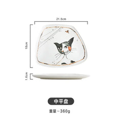 Cute Cartoon Cat Ceramic Tableware Household Soup Noodle Bowls Fruit Steak Food Plate Dishes Creative Porcelain Dinnerware