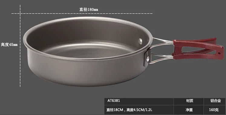 Camping Fry Pan Alloy Ultralight Cooking Pan 18cm 20cm Folding Handle