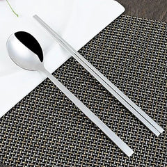 Korean Tableware Set High Quality Stainless Steel Dinner Set Colors Luxury Dinnerware Spoon Chopsticks Cutlery Small Tools
