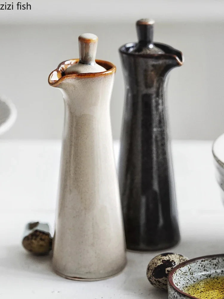 Ceramic Seasoning Jars Oiler Spice Jar Seasoning Tool Salt Shaker Creative Home Kitchen Retro Olive Oil Bottles Spice Containers