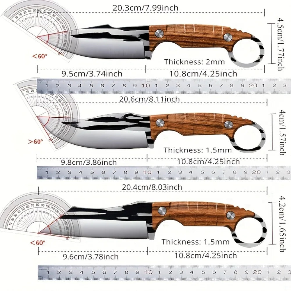 3pcs Professional Boning Knife Set Stainless Steel Ultra Sharp Chef &Skinning Knives with Sheath Heavy-Duty Meat Cutting Tools
