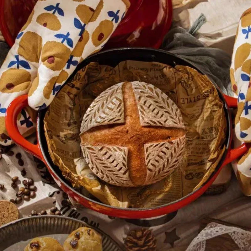 11 Inch Red Enameled Cast Iron Bread Pan with Lid Dutch Oven for Sourdough Baking - Oven Safe Kitchen Baking Dish