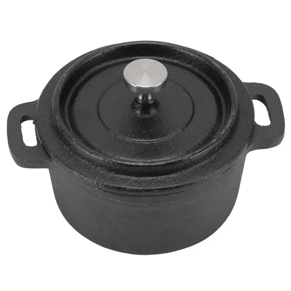 Y50A-Dutch Oven Cast Iron Pot With Lid Double Layer Traditional Thick Design With Handle For Slow Cooking Kitchen 10Cm Diameter