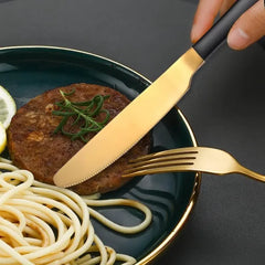 Silverware Set for 6,24 Piece Stainless Steel Flatware Utensils Cutlery Set Including Steak Knife Fork and Spoon,Dishwasher Safe