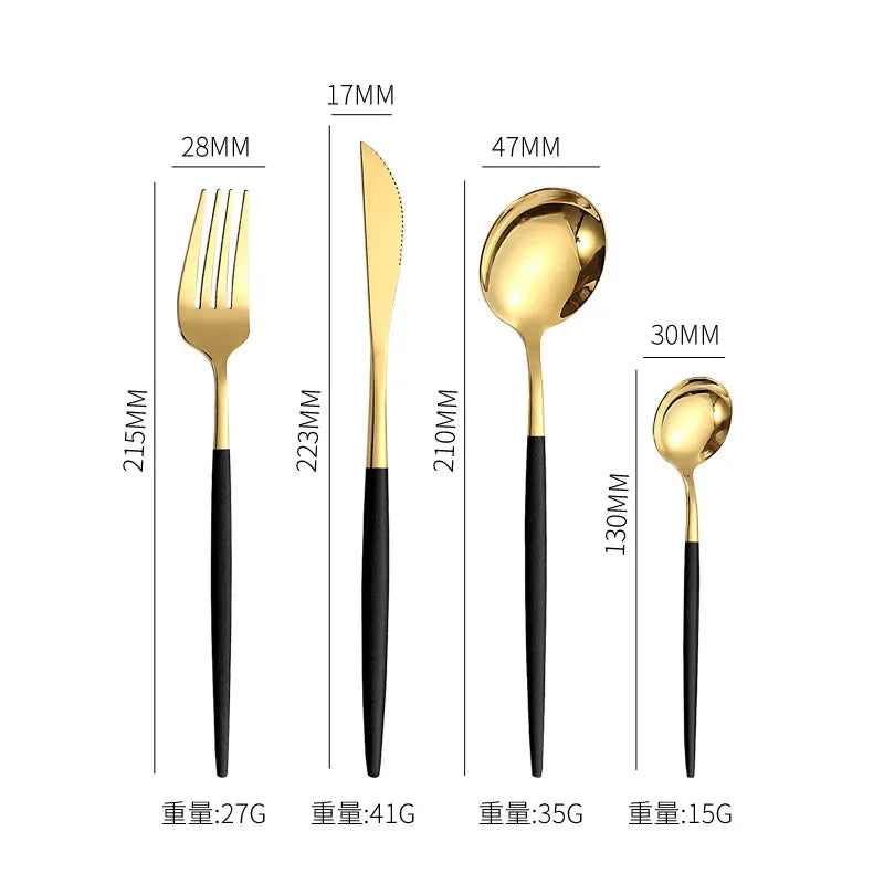 4 Piece Stainless Steel Flatware Set Knife Fork Spoon Teaspoon Western Cutlery for Home Dining Gift