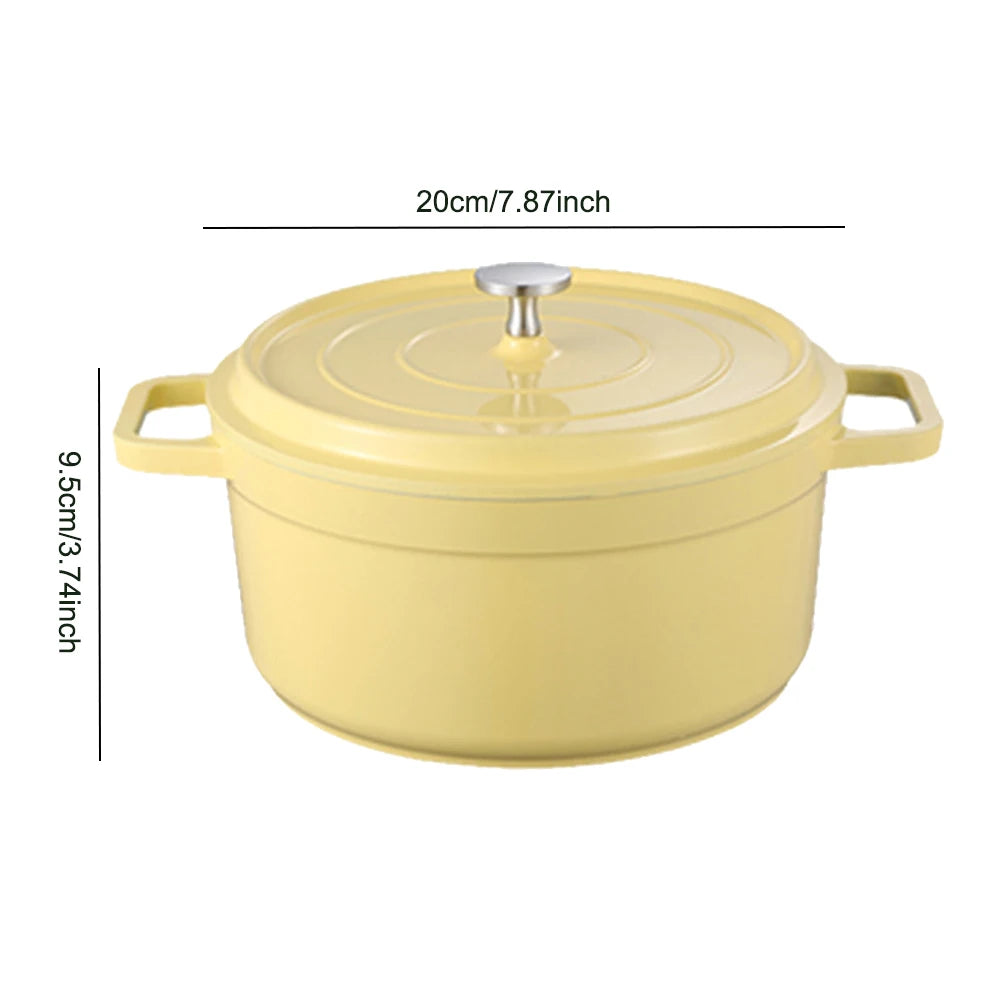 Enameled Cast Aluminum Dutch Oven with Lid Home Kitchen Enamel Stock Pot Dutch Oven Cast Aluminum Pot Multifunctional Cookware
