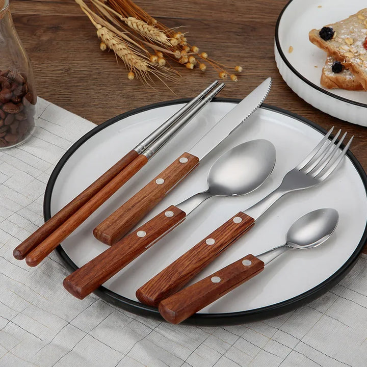 Stainless Steel Luxury Western Dinner Set - Silver Cutlery Set, Gold Fork, Spoon, Knife for Kitchen Tableware