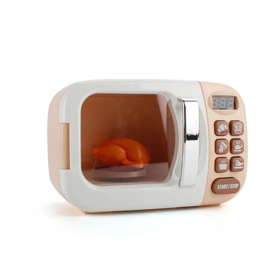 Kids Pretend Play Kitchen Appliances Set with Microwave Oven, Coffee Maker, Blender, Toaster & Washing Machine Educational Toy