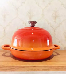 11 Inch Red Enameled Cast Iron Bread Pan with Lid Dutch Oven for Sourdough Baking - Oven Safe Kitchen Baking Dish