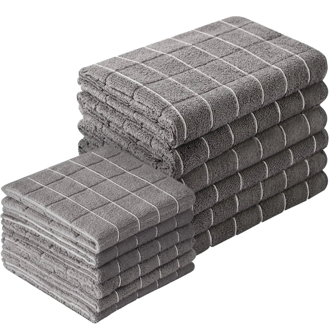 12pcs Microfiber Kitchen Towels and Dishcloths Set, 26 X 18 Inch and 12 X 12 Inch, Bulk Lint Free Dish Towels for Drying Dishes