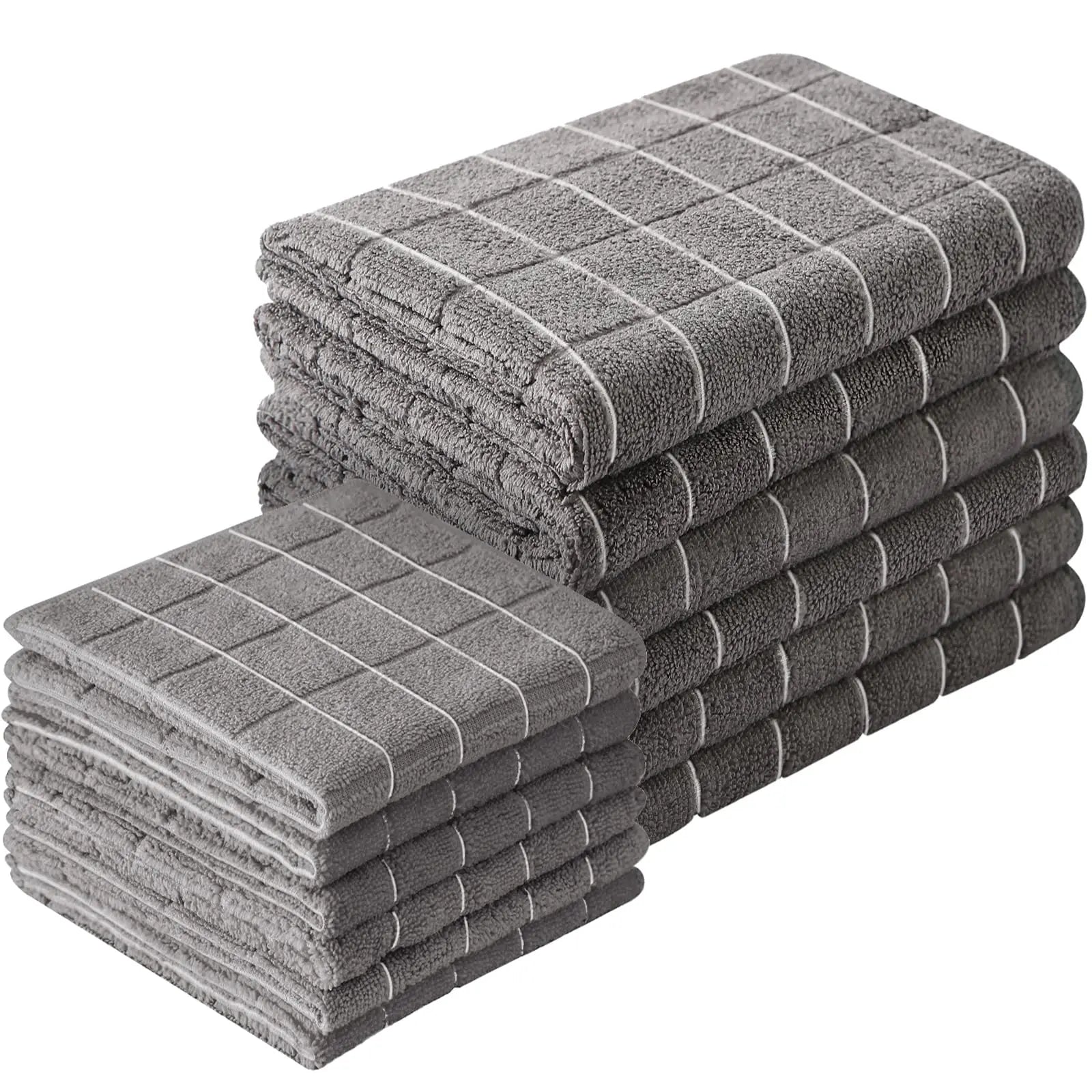 12pcs Microfiber Kitchen Towels and Dishcloths Set, 26 X 18 Inch and 12 X 12 Inch, Bulk Lint Free Dish Towels for Drying Dishes