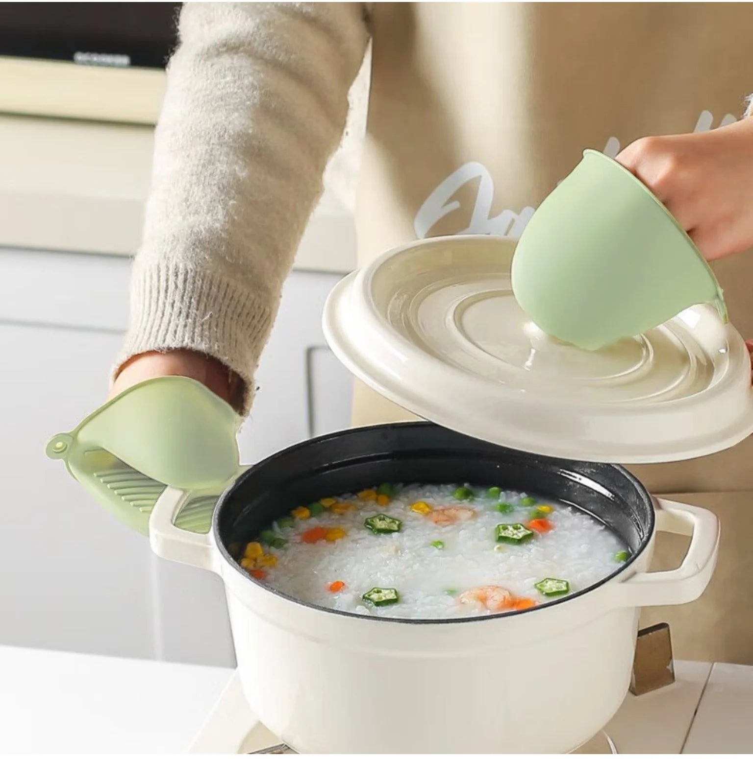 2PCS Silicone Oven Mitts Heat Resistant, Silicone Potholders for Kitchen, Mini Rubber Oven Glove Kitchen Mittens, Cute Cooking M