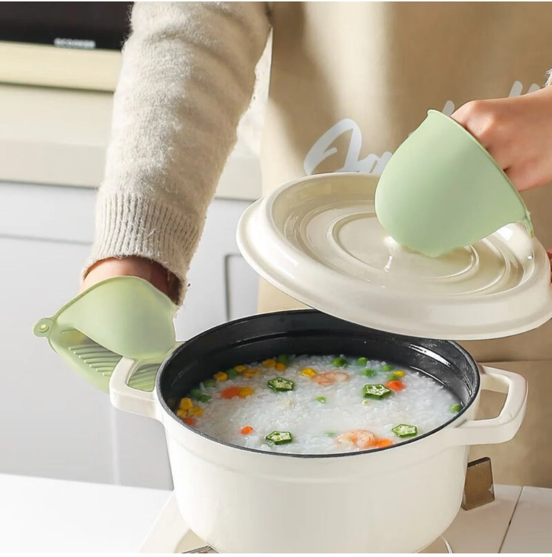 2PCS Silicone Oven Mitts Heat Resistant, Silicone Potholders for Kitchen, Mini Rubber Oven Glove Kitchen Mittens, Cute Cooking M