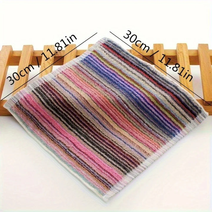 10pcs Multicolor Striped Cotton Dish Cloths-Heavy-Duty Absorbent Multi-Color Cleaning Towels Suitable, Dishwashing,household