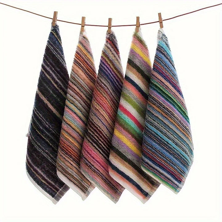 10pcs Multicolor Striped Cotton Dish Cloths-Heavy-Duty Absorbent Multi-Color Cleaning Towels Suitable, Dishwashing,household