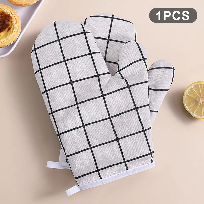 Oven Baking Gloves Oven Mitts Microwave Oven Gloves High-temperature Resistant Cotton Linen Gloves Kitchen Baking Tools Bakeware