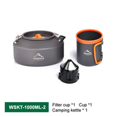Camping Tableware Outdoor Cookware Set Pots Tourist kettle coffee cup filte Kitchen Equipment Gear Utensils Hiking Picnic Travel