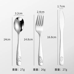 304 Stainless Steel Children's Tableware Set with Pieces Featuring Dinosaur Patterns, Affordable Including Knives Forks Spoons