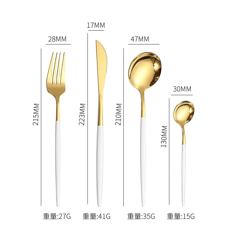 4 Piece Stainless Steel Flatware Set Knife Fork Spoon Teaspoon Western Cutlery for Home Dining Gift
