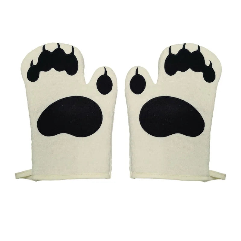 Hot Selling Microwave Oven Mitts Heat Resistant Cotton Gloves Bear Paw Heat Insulated Baking Gloves