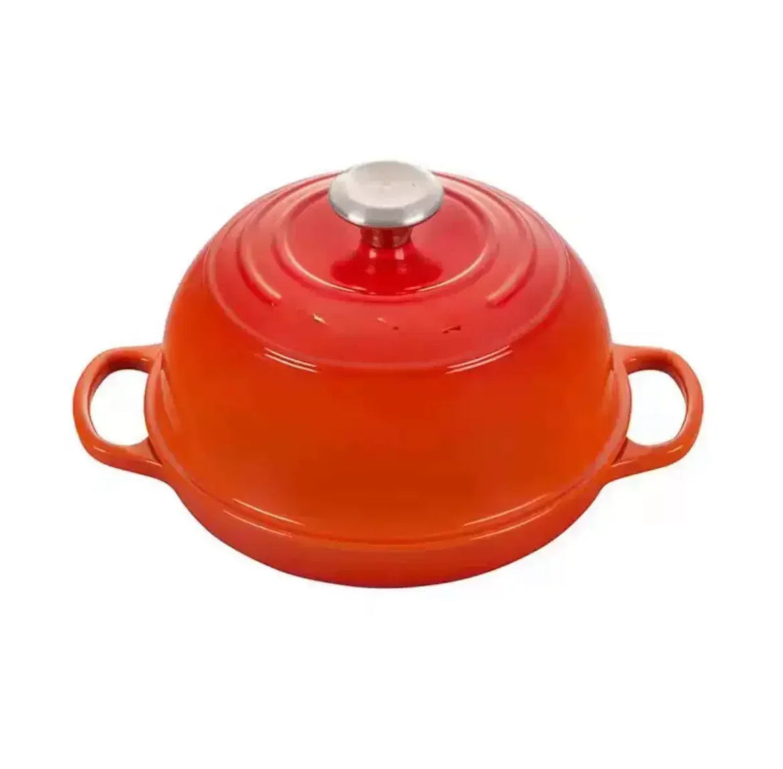 11 Inch Red Enameled Cast Iron Bread Pan with Lid Dutch Oven for Sourdough Baking - Oven Safe Kitchen Baking Dish