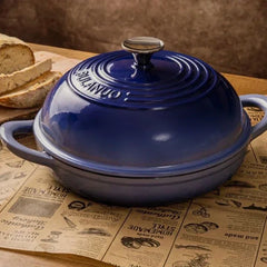 11 Inch Red Enameled Cast Iron Bread Pan with Lid Dutch Oven for Sourdough Baking - Oven Safe Kitchen Baking Dish