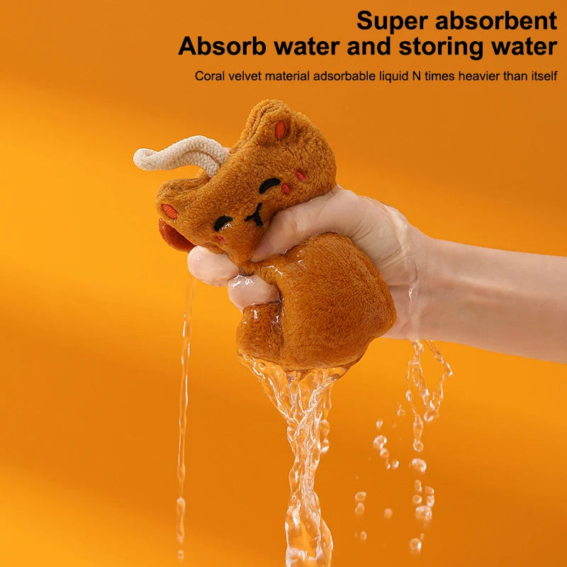 Cute Cat Hand Towels Kitchen Wipe Water Cloth Kitchen Hanging Towels Dishwashing Cloth Bathroom Quickly Dry Cleaning Hand Towel