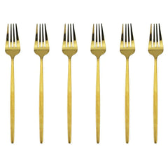 6 Pcs Silvere/Golden Flatware 8.2 Inch Stainless Steel Dinner Fork  Camping Dinnerware Set Tableware Eating Utensils
