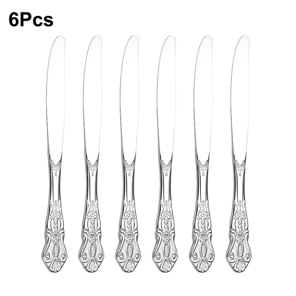6/24/30 Pieces Sliver Cutlery Set Stainless Steel Tableware Western Luxury Dinner Set Mirror Elegant Knife Fork Spoon Flatware
