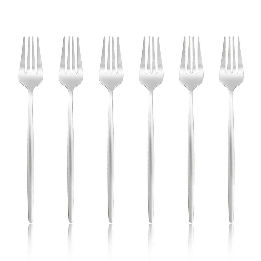 6 Pcs Silvere/Golden Flatware 8.2 Inch Stainless Steel Dinner Fork  Camping Dinnerware Set Tableware Eating Utensils