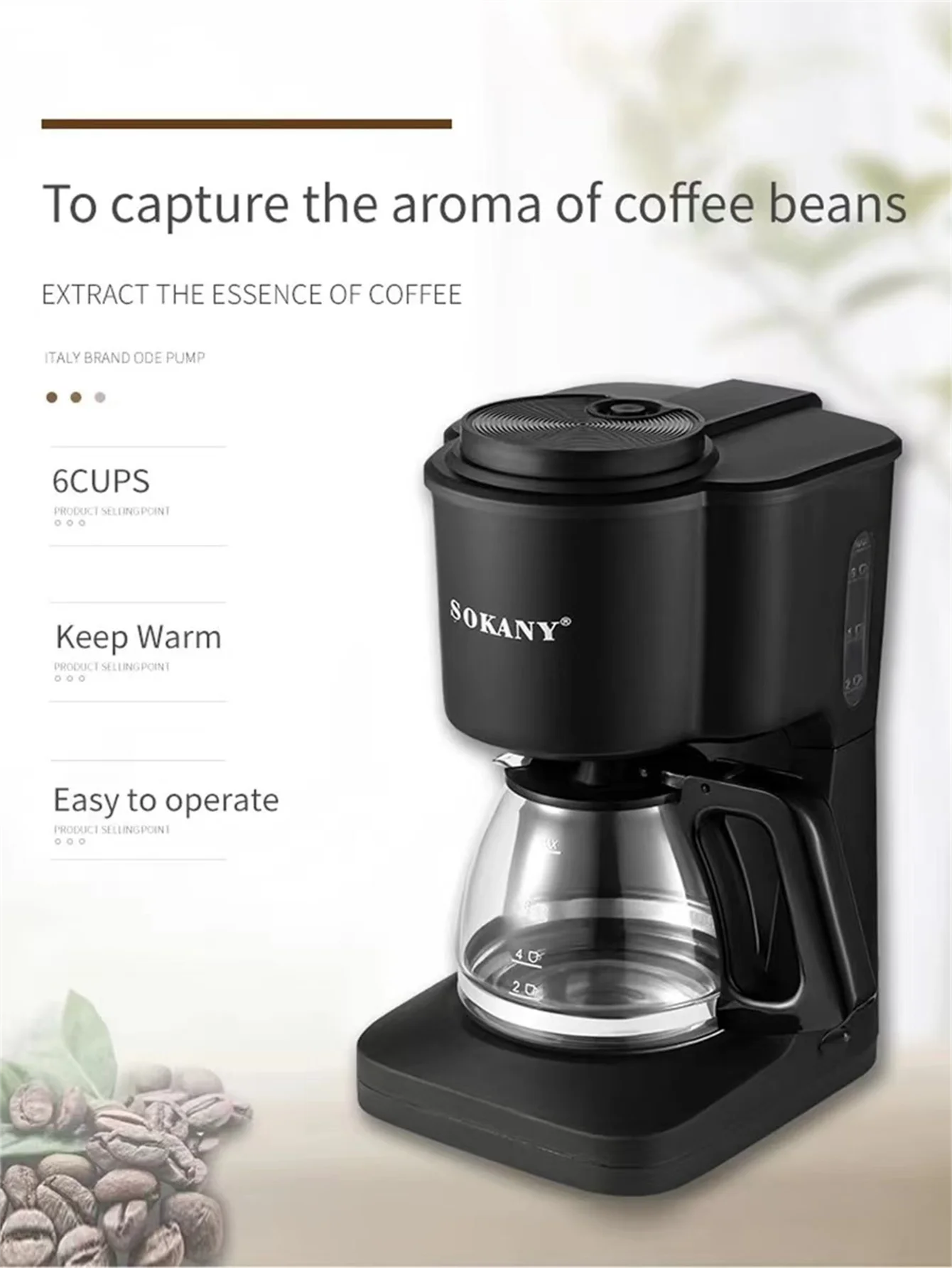 124Coffee Maker, 3-in-1 Single Serve Coffee Maker, Pod Coffee Maker for K-Pod Capsule Pods, Ground Coffee Maker, Leaf Tea Maker