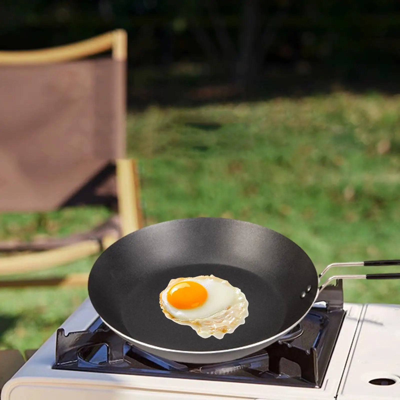 Camping Fry Pan Lightweight Multipurpose Cookware Foldable Handle Nonstick Skillet for BBQ Backpacking Hiking Travel Kitchen