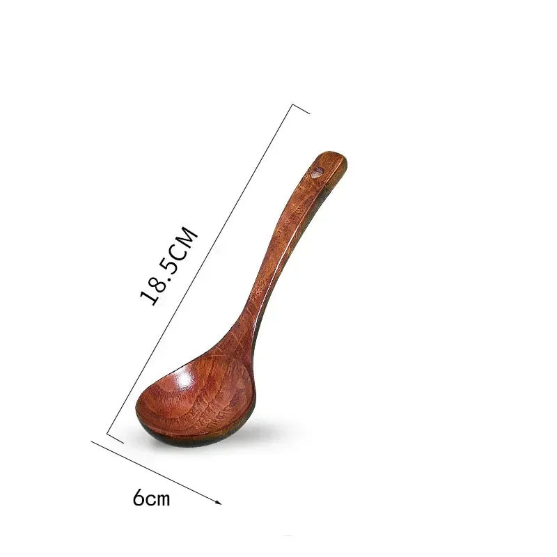 Kitchen Long Handle Wooden Round Spoon For Soup Cooking Mixing Stirr Dessert Rice Soup Spoon Kitchen Cooking Tools