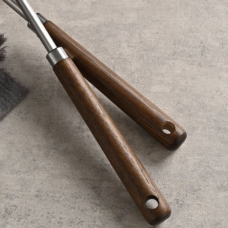 Long Handle Mushroom Shovel Kitchen Cooking Utensils Stainless Steel Wok Spatula Chef-specific Cooking Spoon Wooden