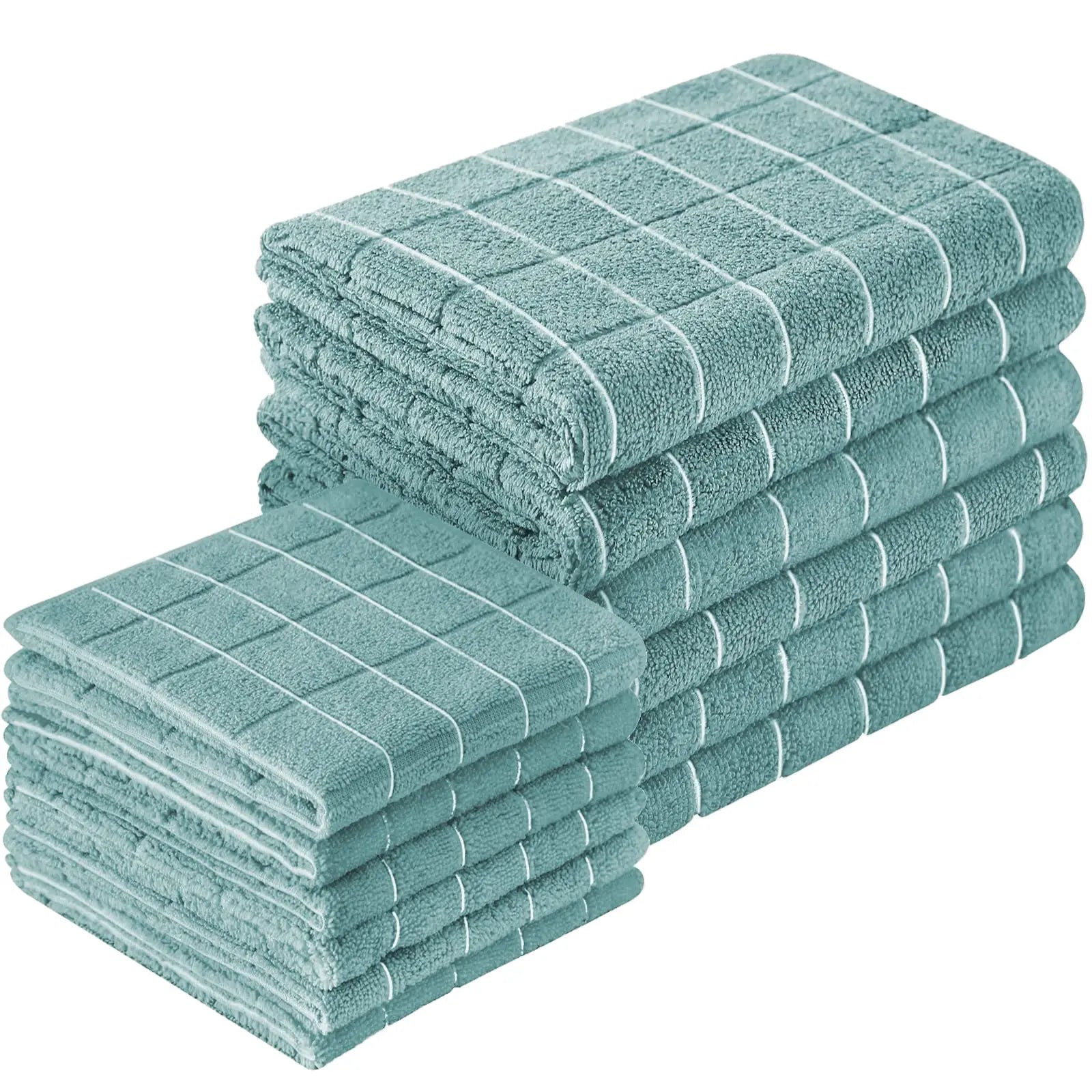 12pcs Microfiber Kitchen Towels and Dishcloths Set, 26 X 18 Inch and 12 X 12 Inch, Bulk Lint Free Dish Towels for Drying Dishes