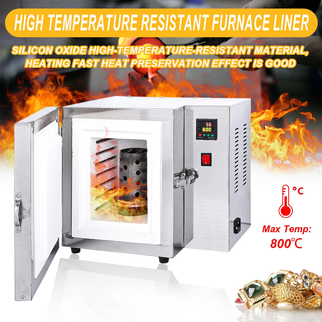 Tooltos 1500W Jewelry Casting Oven High Temperature Furnace for Investment Casting & Beginner Jewelry Casting
