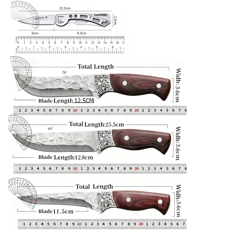 Hand Forged Butcher Knife Set Kitchen Supplies Professional Meat Cleaver Chef Kitchen Knife Multifunctional Boning Knife 1~3pcs