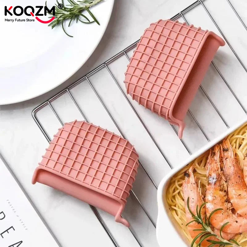 Oven Mitts Silicone Heat Resistant Pinch Mitts Anti Scalding Non Slip Gloves Clips Pot Holder Kitchen Cooking Baking Gloves