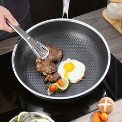 Stainless Steel Frying Pan Honeycomb Non Stick Frying Pan Durable Kitchen Pans Easy to Clean Suitable for Fried Egg Steak