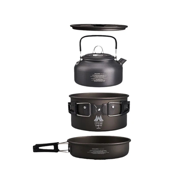 WELLHIKE Outdoor Camping Cooking Set Of Cookware Portable Camping Cookware Set Travel Utensils For 1-2 People Kettle Frying Pan