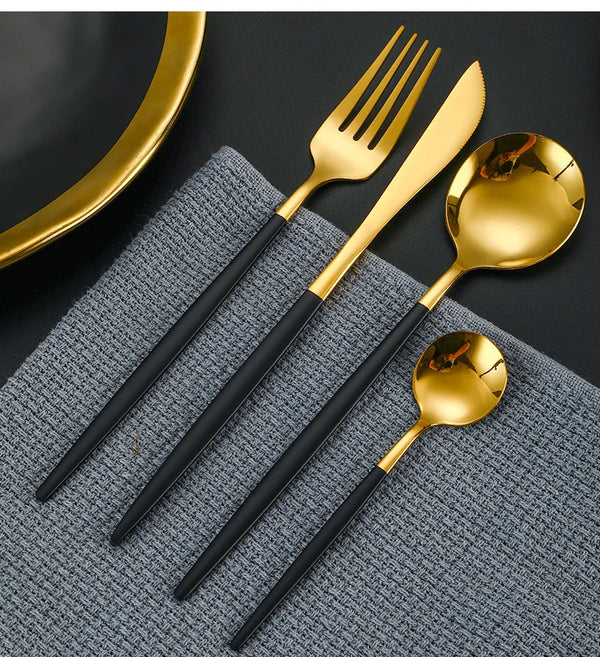 4 Piece Stainless Steel Flatware Set Knife Fork Spoon Teaspoon Western Cutlery for Home Dining Gift